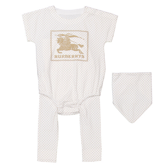 Burberry Infant Gertie Dot Cotton EKD Gift Set, Size 18M