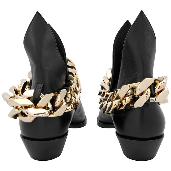 Burberry Keighley Chain Detail Leather Ankle Boots, Brand