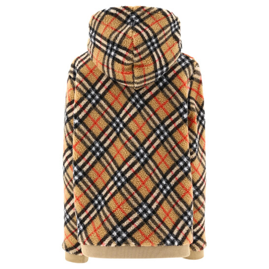 Burberry Kids Archive Beige Check Fleece Zip Hoodie 8076882