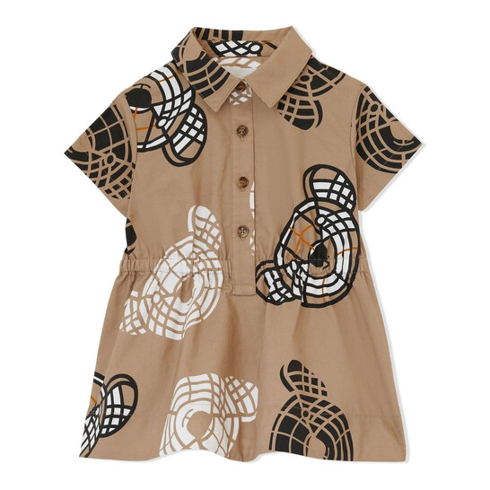 Burberry Kids Thomas Bear Poplin Dress With Bloomers Set