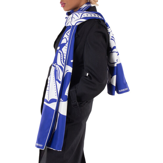 スカーフ BURBERRY Woman Scarf  Blue 8085770 Burberry Ribbed Scarf Knight Design - Blue - Women | 8085770