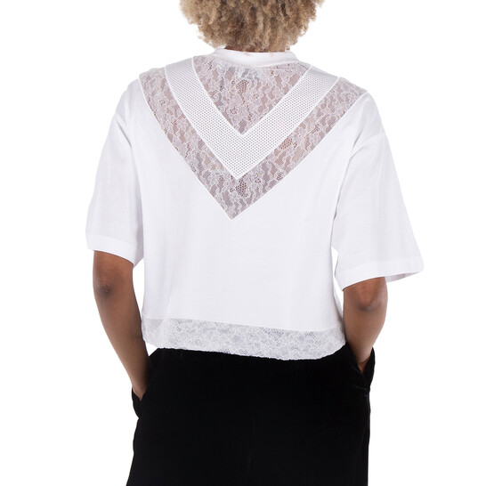 Burberry Lace V Paneled Boxy T-Shirt, Size XX-Small 8066320