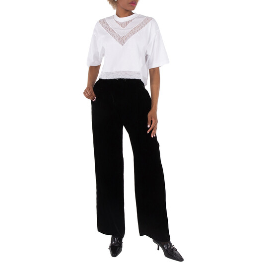 Burberry Lace V Paneled Boxy T-Shirt, Size XX-Small 8066320