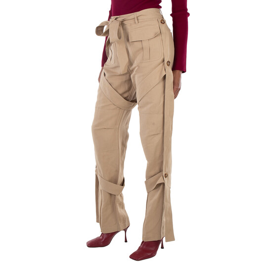 Burberry Ladies Amelia Honey Cargo Pants With Exaggerated