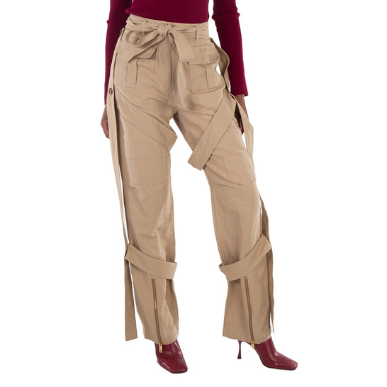 Burberry Ladies Amelia Honey Cargo Pants With Exaggerated