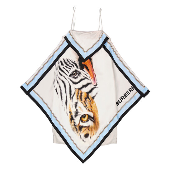 Burberry Ladies Animalia Print Silk Scarf Dress, Brand Size