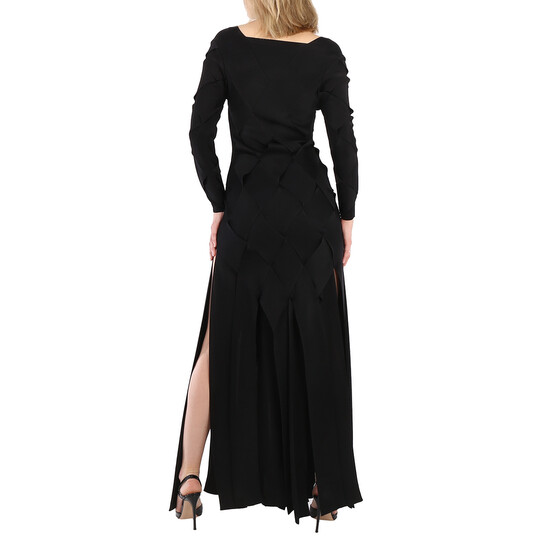 Burberry Ladies Black Anatori Long-sleeve Panelled Knit Gown, Size