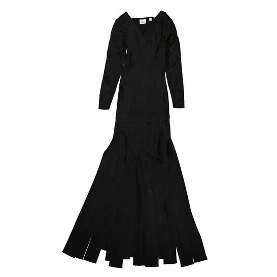 Burberry Ladies Black Anatori Long-sleeve Panelled Knit Gown, Size