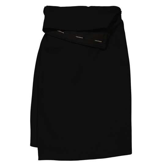 Burberry Ladies Black Asymmetrical Wrap Midi Skirt, Brand
