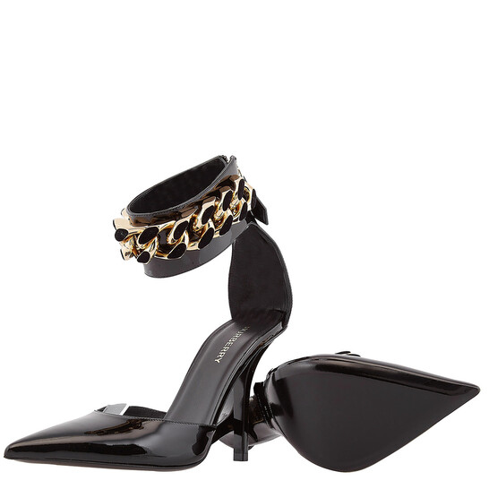 Burberry Ladies Black Chain-Link Pointed High Heels, Brand