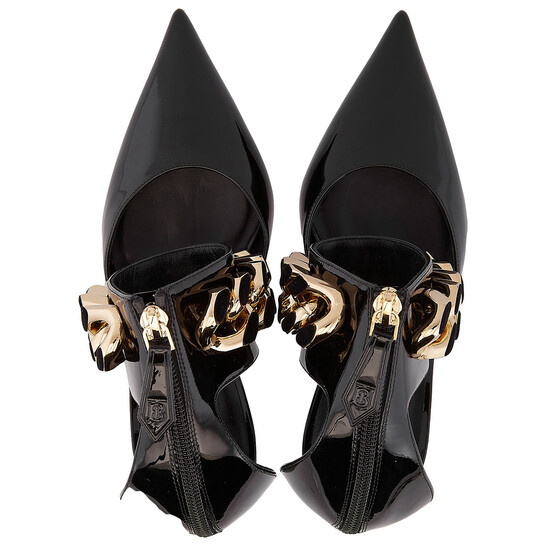 ハリー Burberry Ladies Black Chain-Link Pointed High Heels, Brand
