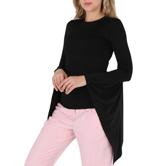 Burberry Ladies Black Crewneck Flared Sleeved Top, Size