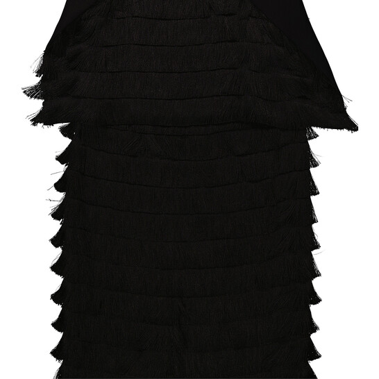 Burberry Ladies Black Fringe Detail Silk Sleeveless Midi Dress - 546x546 Image #7