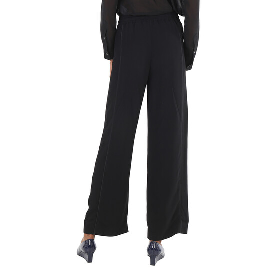 Burberry Ladies Black High-Waisted Wide-Leg Trousers, Brand