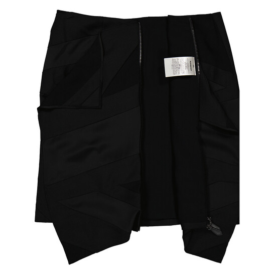 Burberry Ladies Black Intarsia Flag Satin Draped Skirt