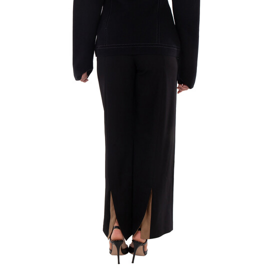 Burberry Ladies Black Jaylie Asian Fit Wool Wide Leg Pants With