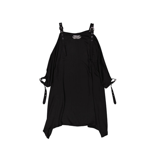 Burberry Ladies Black Miley Strap Detail Location Print Silk
