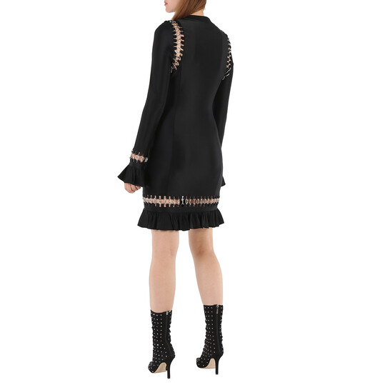 Burberry Ladies Black Ring Pierced Stretch Jersey Mini Dress