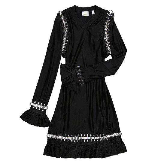 Burberry ブラック ワンピース 38 Burberry Ladies Black Ring Pierced Stretch Jersey Mini Dress