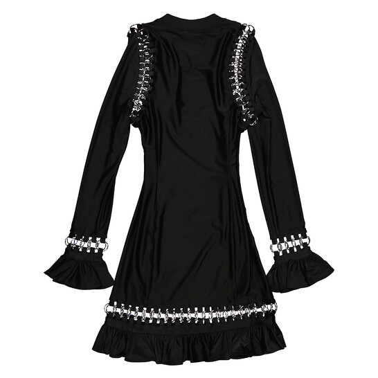 Burberry Ladies Black Ring Pierced Stretch Jersey Mini Dress