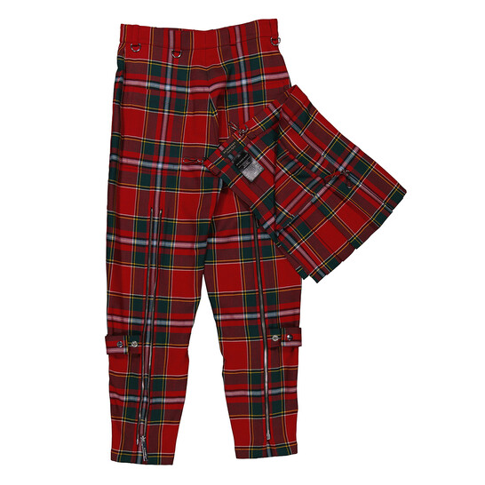 Burberry Ladies Bright Red Royal Tartan Punk Trousers, Brand Size
