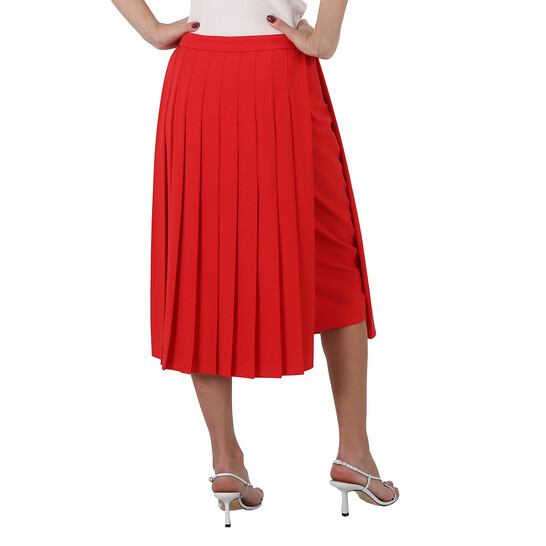 Burberry Ladies Cady Pleated Skirt In Bright Red, Brand Size