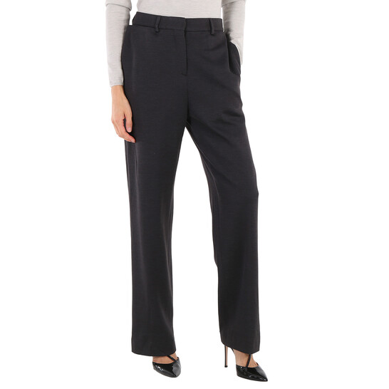 Burberry Ladies Charcoal Grey Straight Cashmere Trousers, Brand