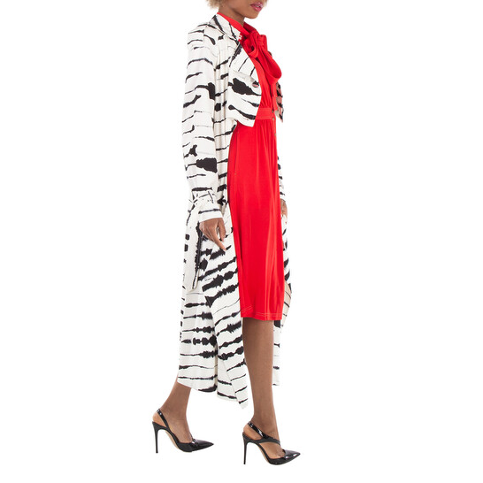 Burberry Ladies Cut-Out Detail Watercolour Print Trench Coat