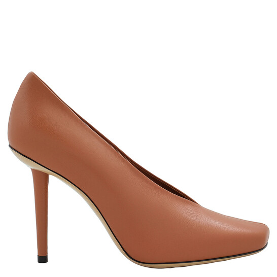 【関税&送料込み】Burberry Heeled Shoes Burberry Ladies Dark Amber Lambskin Diamond Toe Heels, Brand