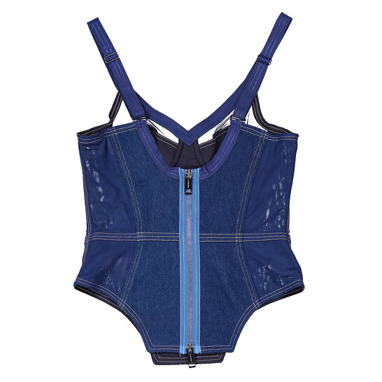 Burberry Ladies Dark Canvas Blue Denim Corset Top, Size 8