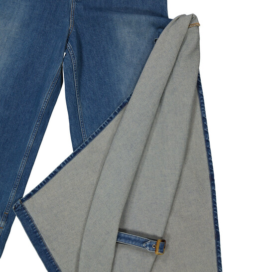 Burberry Ladies Deep Slate Blue Wide-Leg Draped Denim Jeans