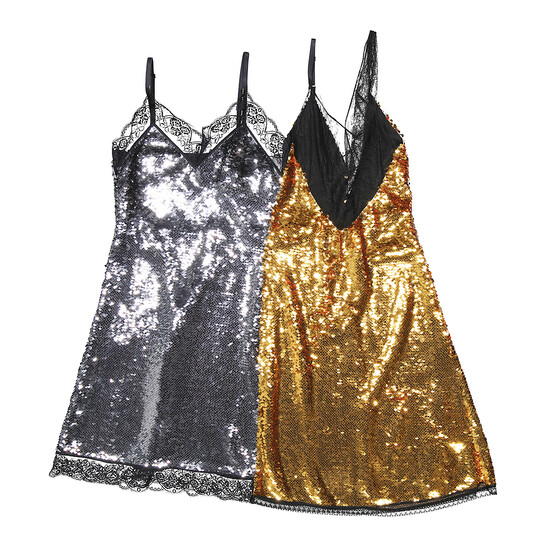 【137】 BURBERRY GOLF s Burberry Ladies Gold Bicolor Sequin Cocktail Dress 4562662