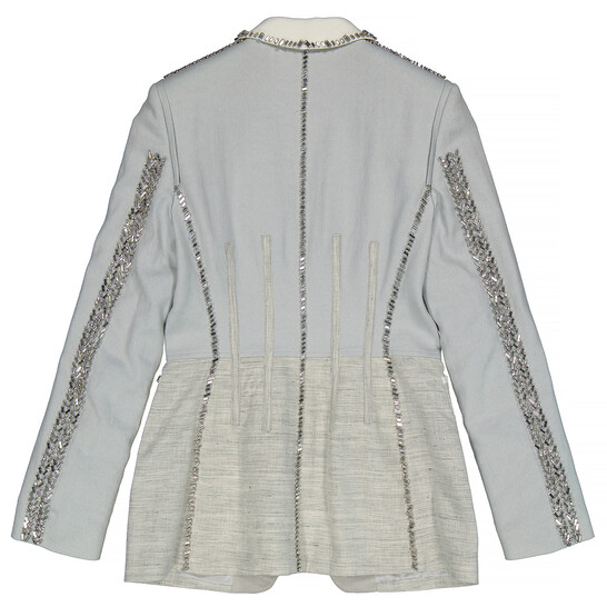 Burberry Grey Melange Technical Linen Blazer with Crystal