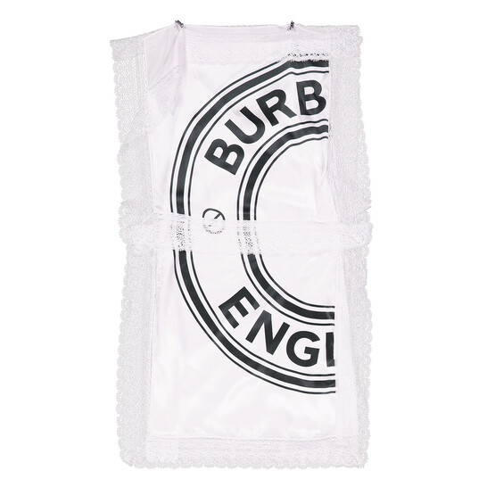Burberry Ladies Lace-Detail Logo Silk Slip Midi-Dress, Brand