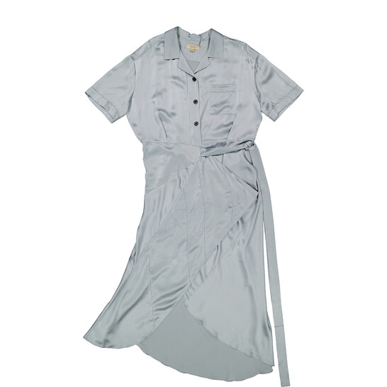 Burberry Ladies Mineral Blue Emily Tie-waist Silk-satin