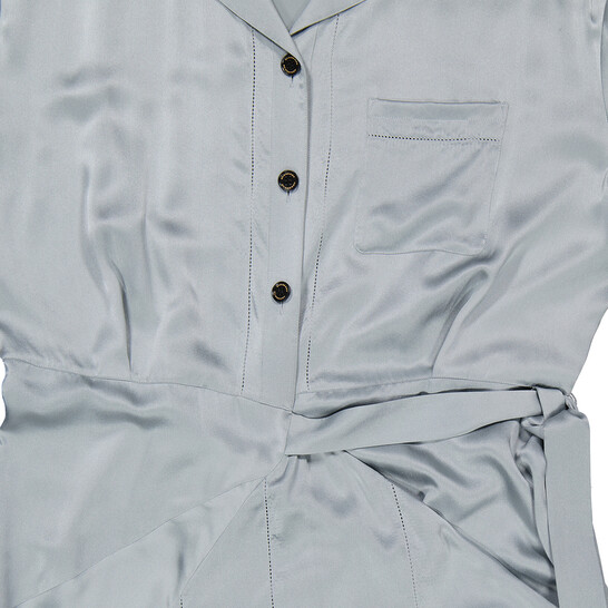 Burberry Ladies Mineral Blue Emily Tie-waist Silk-satin