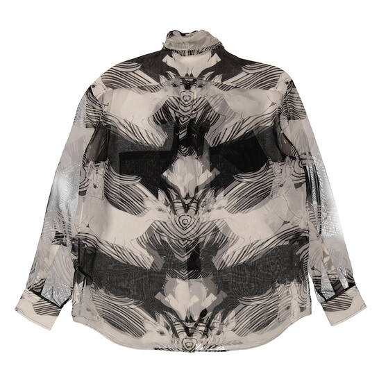 みこみこBurberry Burberry Ladies Monochrome Deer Print Silk Chiffon Pussy-bow