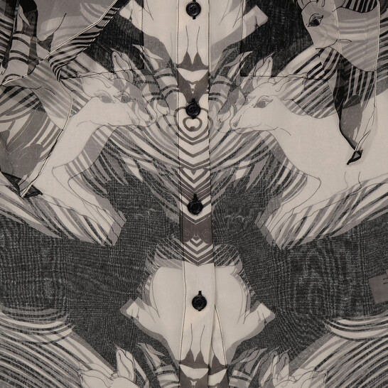 BURBERRY ブラウス Burberry Ladies Monochrome Deer Print Silk Chiffon Pussy-bow