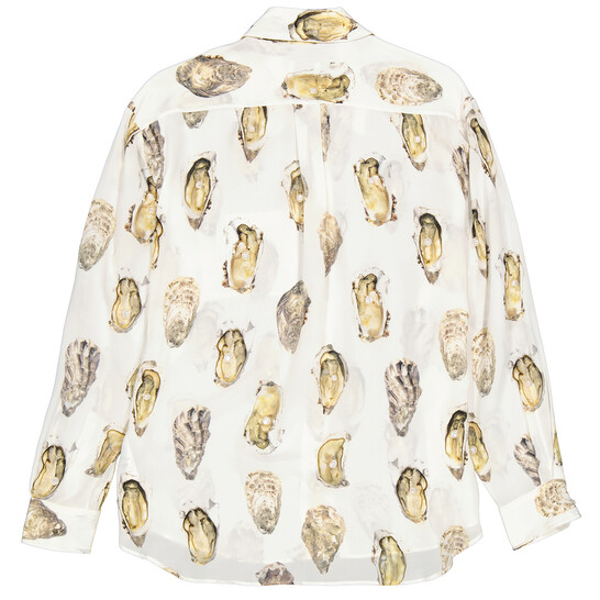 Burberry Ladies Oyster- Print Pearl- Embellished Shirt
