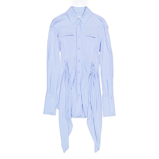 バーバリー　7号 Burberry Ladies Pale Blue Sash Detail Jersey Oversized Shirt