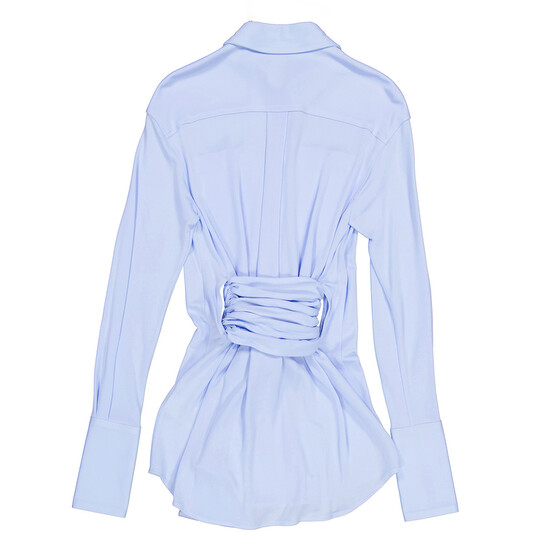 Burberry Ladies Pale Blue Sash Detail Jersey Oversized Shirt