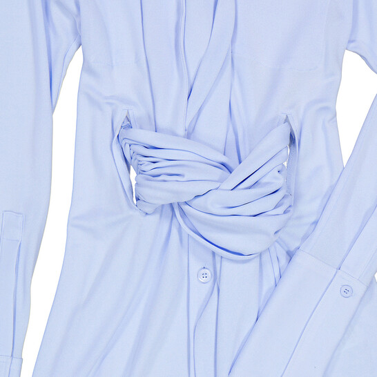 Burberry Ladies Pale Blue Sash Detail Jersey Oversized Shirt