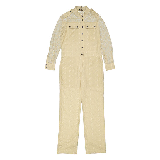 Burberry Ladies Pale Yellow Floral Lace Jumpsuit, Brand Size