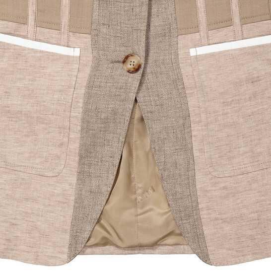 Burberry Ladies Pecan Melange Tape Detail Mix Media Blazer