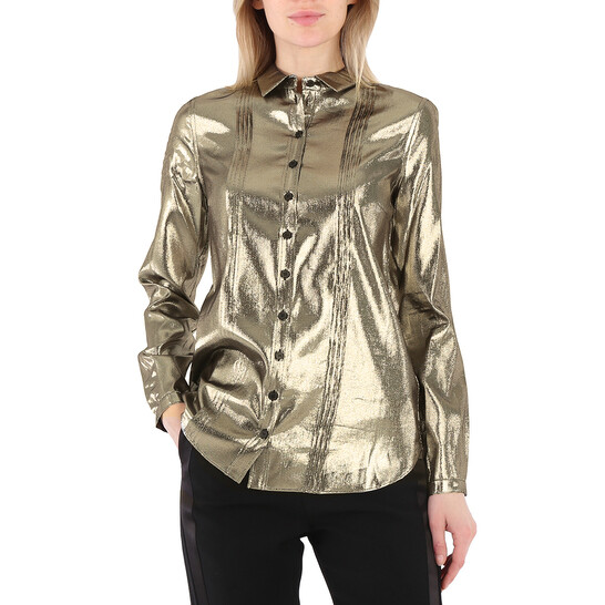 Burberry Ladies Pintuck Detail Silk Shirt, Brand Size 2 (US Burberry Ladies Pintuck Detail Silk Shirt, Brand Size 2 (US