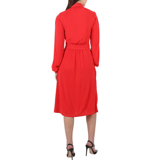 【送料&関税込】Burberry Midi Dress BURBERRY Ladies Dark Honey Cut-Out Checked Midi Dress, Brand
