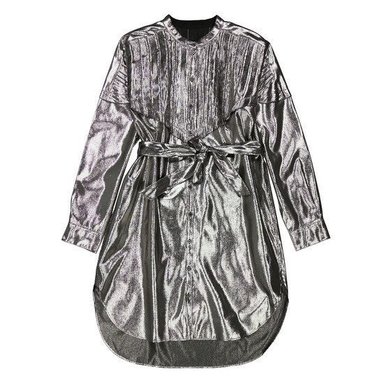 Burberry Black Label 40ベージュ ハイネック サテンドレス Burberry Ladies Silk Lurex Shirt Dress With Pleats, Brand