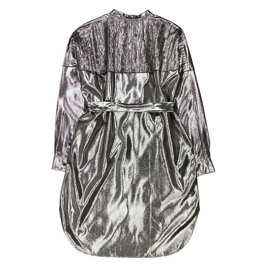 Burberry Ladies Silk Lurex Shirt Dress With Pleats, Brand Size 4