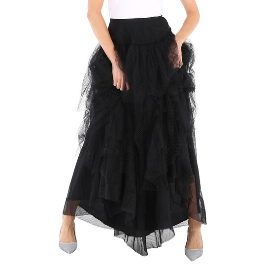 Burberry Ladies Black Tulle Tiered Skirt, Brand Size 6 (US