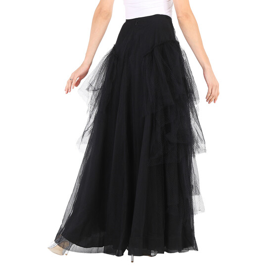 Burberry Ladies Black Tulle Tiered Skirt, Brand Size 6 (US